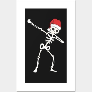 Funny Christmas Dabbing Skeleton Posters and Art